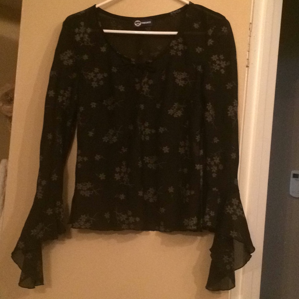 Sheer black blouse.